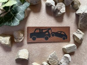 Abschleppwagen, Lederlabel, Auto