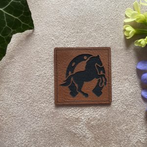 Lederlabel "Pferd mit Hufeisen"