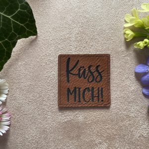 Lederlabel Patch Aufnäher küssen