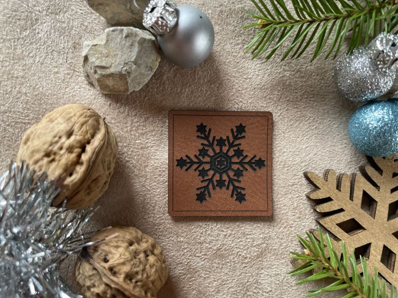 Lederlabel Schneeflocke