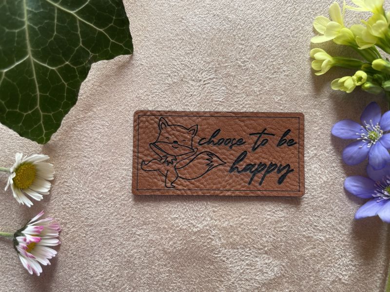 Kunstlederlabel "Fuchs Happy" 1 Lederlabel Fuchs