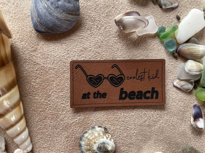 Label "coolest kid at the beach" 1 cooledet kid beach label lederlabel