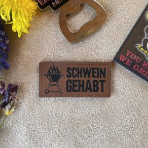 Kunstlederlabel "Schwein gehabt"
