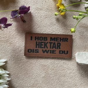 Kunstlederlabel "mehr Hektar"