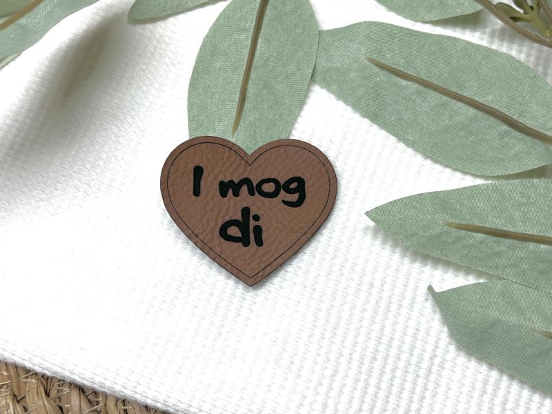 Kunstlederlabel "Herz, i mog di" 1 Lederlabel i mog di