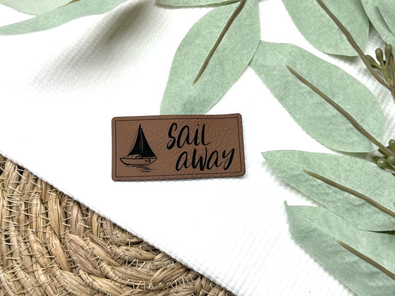 Lederlabel Segelboot Sail away 1 Lederlabel Segelboot