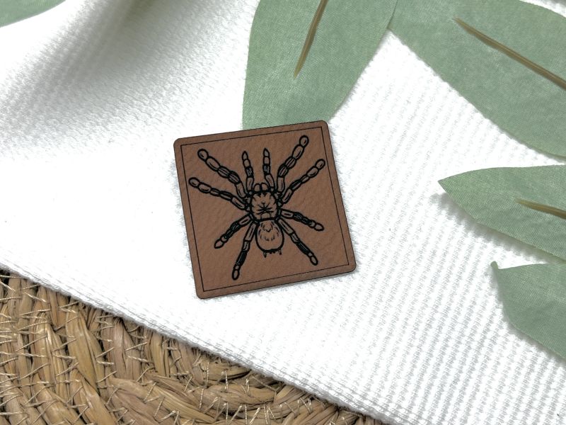 Kunstlederlabel "Vogelspinne" 1 Lederlabel Vogelspinne