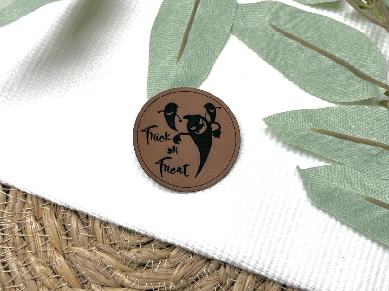 Kunstlederlabel "Trick or Treat" 1 Lederlabel Trick or treat