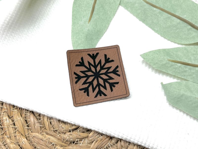 Kunstlederlabel "Schneeflocke" 1 Lederlabel Schneeflocke