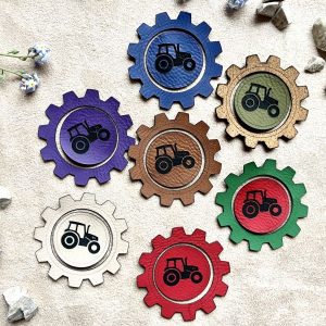Lederlabel Baufahrtzeug Traktor