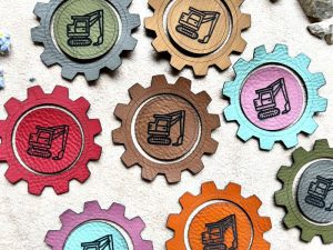 Labelset Bagger Baufahrzeug Lederlabel