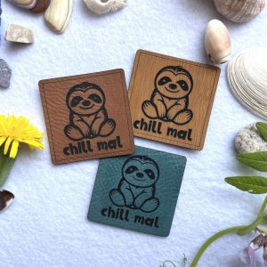 Faultier Chill mal Label Lederpatch
