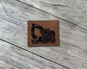 Leatherlabel excavator, Bagger, Label