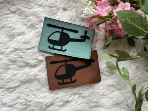 Lederlabel Hubschrauber