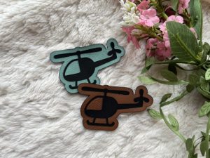 Lederlabel Hubschrauber