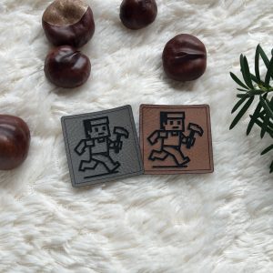 Lederlabel Pixelmännchen Minecraft Label Aufnäher Patch