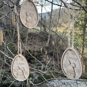 Personalisierter Oster Geschenkanhänger aus Holz – mit Name graviert | Osterhase Anhänger | Ostergeschenk für Kinder 13 Stritzikistl LD001 Ostereier 2 1