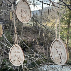 Personalisierter Oster Geschenkanhänger aus Holz – mit Name graviert | Osterhase Anhänger | Ostergeschenk für Kinder 15 Stritzikistl LD001 Ostereier 2