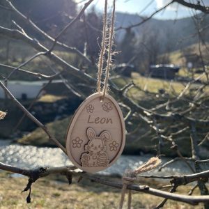 Personalisierter Oster Geschenkanhänger aus Holz – mit Name graviert | Osterhase Anhänger | Ostergeschenk für Kinder 11 Stritzikistl LD001 Ostereier