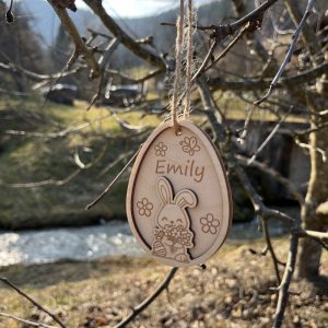 Personalisierter Oster Geschenkanhänger aus Holz – mit Name graviert | Osterhase Anhänger | Ostergeschenk für Kinder 10 Stritzikistl LD001 Ostereier Haenger