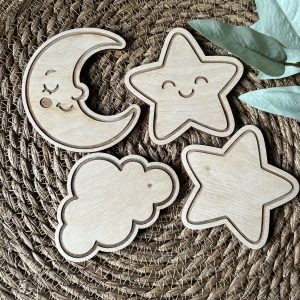 Flatlaydeko Mond Sterne Wolke