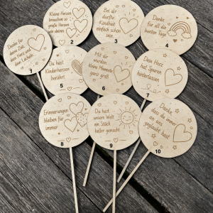 Stritzikistl Lederlabels 12 Musterstücke Pflanzstecker Abschiedsgeschenk Kindergarten zum Sonderpreis