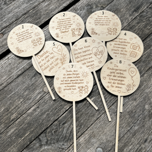 Musterstücke Pflanzstecker Abschiedsgeschenk Kindergarten zum Sonderpreis - Serie 2 5 LD010 Foto Nummeriert