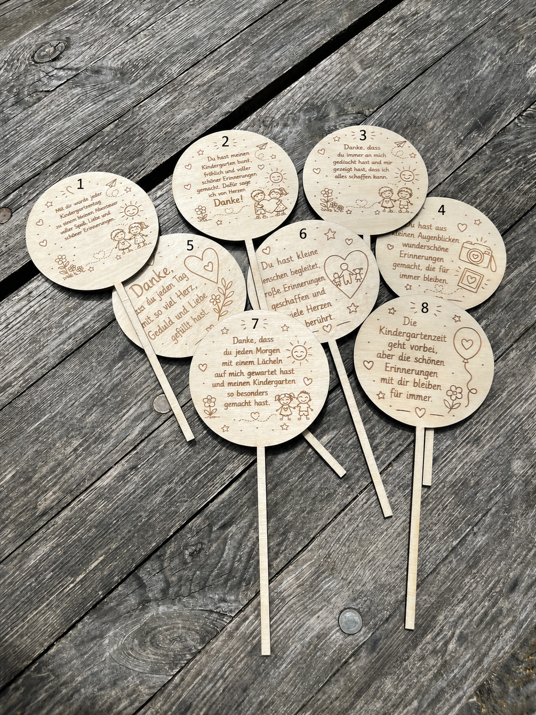 Musterstücke Pflanzstecker Abschiedsgeschenk Kindergarten zum Sonderpreis - Serie 2 3 Musterstücke Pflanzstecker Abschiedsgeschenk Kindergarten zum Sonderpreis - Serie 2 – Bild 3